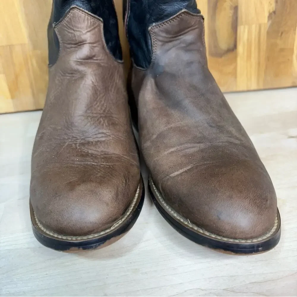 Justin Boots Kids Toper Western Boots Brown, Black Leather 5.5
